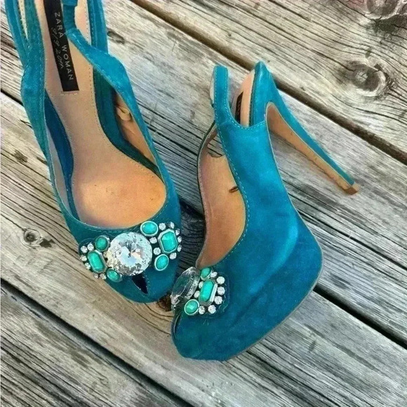 ZARA beautiful one of a kind high heel shoes. Sling back, platform  sand… - Picture 2 of 6